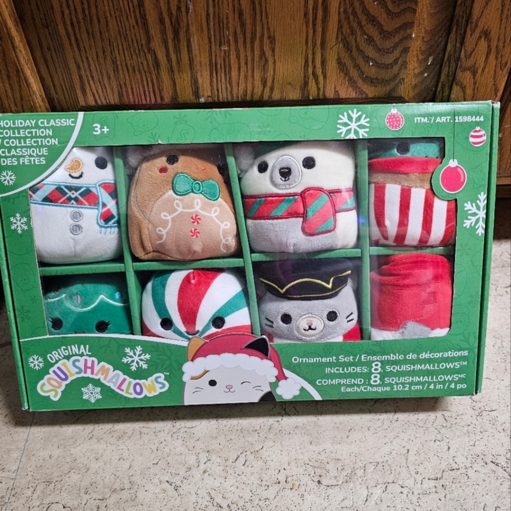 Squishmallows Ornament set of 8 Holiday classic collection Christmas